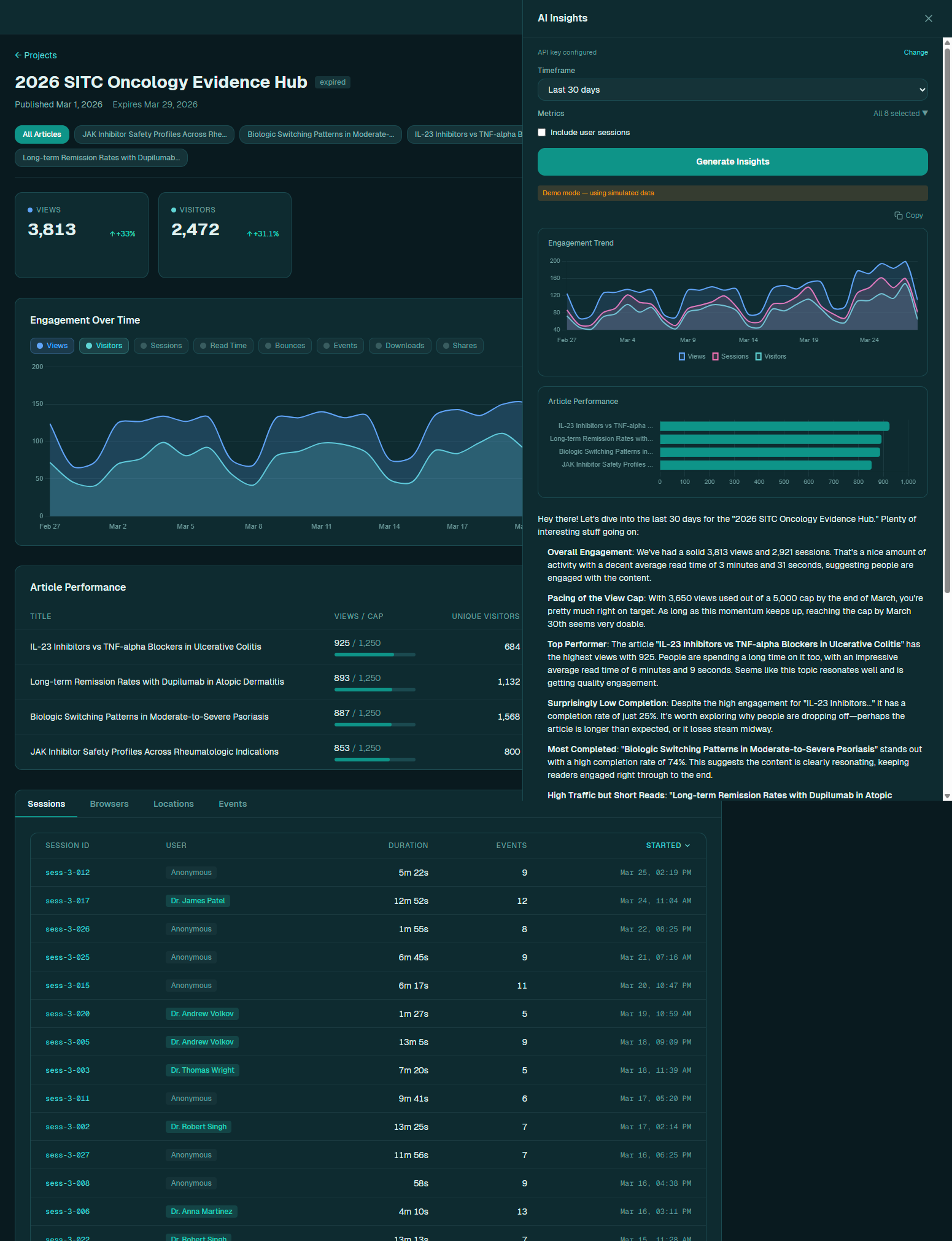 MedEngage AI insights panel